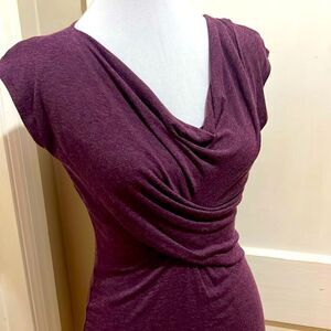 Cabi Top Size Small Stretch Knit Cowl Neck Womens Tunic in Wine Fall 2024